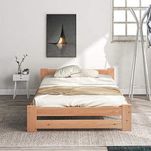 Keebgyy Letto in legno massiccio con testiera e rete a doghe, naturale (200 x 90 cm)