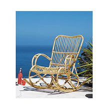 XinQing-Sedia a Dondolo Naturale Real Rattan Sedia a Dondolo reclinabile Intrecciata a Mano in Tessuto a Mano Balcone Giardino Spiaggia Salotto 100x75x97cm