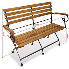 Cikonielf Panchina da Giardino Pieghevole 112 x 46 x 85 cm Panchina Terrazzo in Legno Massello d'Acacia per 2 Persone- Marrone