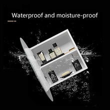 SHKUU Specchio Bagno, Specchio Armadietto in Legno massello Multistrato Nero/Bianco con Scatola toeletta Rotonda in Vetro Appendere alla Parete