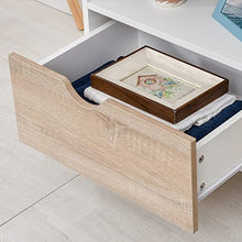 homcom Mobiletto Porta TV in Legno con Design Moderno, 2 Cassetti e 2 Ripiani, Bianco e Color Legno, 99x39x58cm