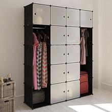 Shengtaieushop modulare con 14 Scomparti Nero e Bianco Panno Armadio 37 x 146 x 180.5 cm