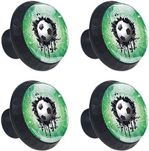 Calcio Grunge Nero Verde Pomelli per Porta Set di 4 Pomelli per Mobili Manopole per Cassetti Cucina Armadio Vetro