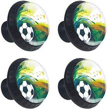 Calcio verde dipinto Pomelli per Porta Set di 4 Pomelli per Mobili Manopole per Cassetti Cucina Armadio Vetro