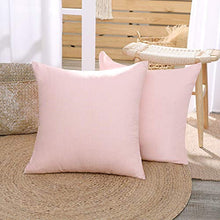 Deconovo Federe Cuscini Divano in Lino Quadrati Confezione da 2 Pezzi Cerniera Invisibile Morbido Decorativi per Casa Moderne Soggiorno Camera da Letto 40x40 CM Rosa