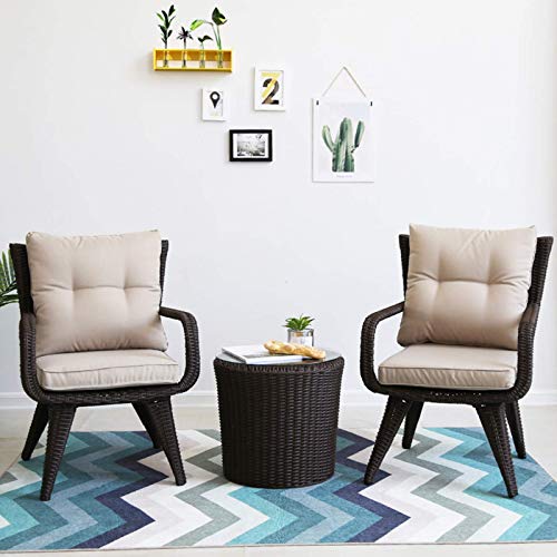 N/Z Attrezzature quotidiane Patio Portico Set di mobili Tavoli e sedie da Esterno Balcone Patio Tempo Libero Sedia in Vimini Terrazza da Giardino Piccola Combinazione di tavolini da caffè
