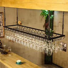 FYHH-JZHY Porta Calici, Portabottiglie da Vino Sospeso A Soffitto Portabottiglie in Metallo per Bicchieri da Vino Marrone, Dimensioni: L90 * W35Cm, Nero, L60 * W35Cm