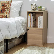 Iris Ohyama, Scaffale, Cubo contenitore, Piccolo mobile occasionale, Impilabile, Solido, Ufficio, Camera da letto, Soggiorno - QR Box with Door - QR-34D - Marrone chiaro