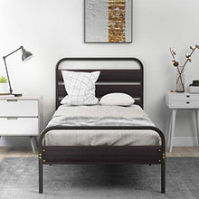 belupai Telaio letto con testiera e pedana in legno, telaio singolo in metallo con grande spazio per adulti, bambini e ragazzi, facile da montare (nero, 90 x 200 cm)