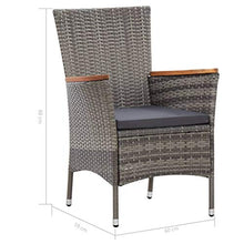 Festnight 5 pz Set da Pranzo da Giardino con Cuscini in Polyrattan Set Tavolo e Sedie da Pranzo da Giardino Esterno Tavolo Quadrato e 4 Poltrone in Rattan Grigio
