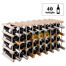 RELAX4LIFE Cantinetta Portabottiglie per Vino, Scaffale Portabottiglie con 40 Posti per Bottiglie di Vino, Supporto per Vino con Design Minimale e Moderno, Scaffale per Vino, Champagne, Legno Naturale