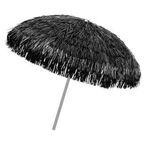 Object, Ombrellone da bricolage, nero, 180/200 cm, in razza Raffia, stile Hawaii, 8 montanti + snodo, ombrellone con frange, in razza
