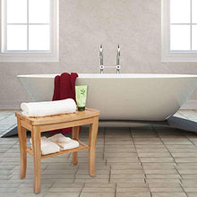 zvcv Utili Accessori per Il Bagno Panca per Doccia, 100% Deluxe Coperta da Esterno Patio Giardino Giardino Sgabello in bambù Panca con ripiano portaoggetti Vasca da Bagno Sedia da Doccia