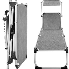 TecTake 800812 Sdraio da Spiaggia, Parasole e Schienale Regolabile, Pieghevole e Trasportabile, Lettino Prendisole, Giardino Relax, Nuovo (Grigio-mélange)