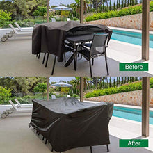 PROUH Copritavolo da Giardino 300x250x90 cm, Telo Copertura per Giardino, Copertura per Mobili Impermeabile, 420D Oxford, Rettangolare, Antipolvere, Anti-UV,Black,300×250×90cm