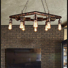 N/Z Home Equipment Ralph Pipe E27*8 Steampunk Bright Loft Style Living Room Dining Room Square 8 Head Wrought Iron Bar Cafe Easy to Tall
