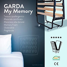 Brandina Pieghevole con Materasso Singolo, ALTO 10 cm, GEL MEMORY FOAM e AIRTECHFOAM+, 80x190, Letto 15 Doghe Legno Certificato, Struttura Robusta Antiruggine con Ruote, Casa Campeggio Lettino Garda