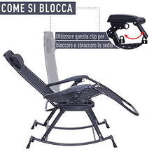 Outsunny Sedia Sdraio a Dondolo Ergonomica Reclinabile con Poggiapiedi e Porta Bicchieri da Giardino Textilene, Nero, 120x67x102cm