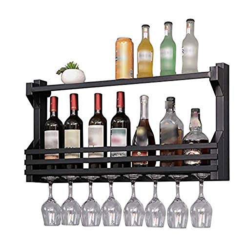Cremagliera Del Vino Del Metallo Porta Bottiglie E Vetro Pratico Scaffale Per Bottiglie Di Vino - Portabottiglie A Parete, Portabottiglie, Decorazione Domestica-100 * 11 * 43 centimetri_Nero