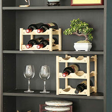 YQJ Portabottiglie per Vino in Legno da Appoggio per Bottiglie da Cucina da Bar, Portabottiglie Impilabile Espandibile con Grande Portante, Disponibile Multistrato,Natural,3tier/18slot