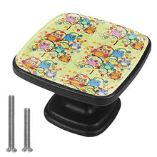 cute cartoon owls sit on the flowering branches of fantastic trees Pomelli per Porta Set di 4 Pomelli per Mobili Manopole per Cassetti Cucina Armadio Vetro