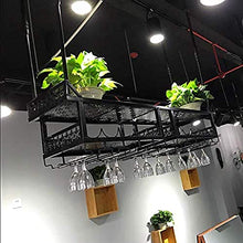 Portabottiglie da vino in ferro da parete, Portabottiglie da vino sospeso a soffitto, Mensola - Portabottiglie da appendere, Portabicchieri da vino, Decorazione da cucina da bar-120 * 31cm_Black