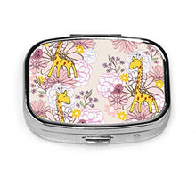Portapillole, portapillole portatile, elegante, floreale, giraffa, cartone animato, portapillole, piccolo contenitore per borsetta o tasca, portapillole quadrato