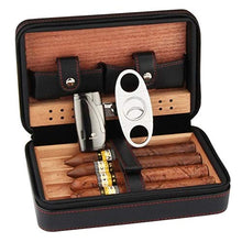Cgf Exquisit Humidor di Viaggio, Portatile in Legno di Cedro in Legno di Viaggio in Pelle di Viaggio in Pelle di Viaggio, può memorizzare 4 sigari Adatti for Regali di Compleanno Buoni Regali humidor