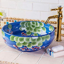 Jgophu Lavabo in porcellana da appoggio, lavabo da appoggio in ceramica, Vetri, colore: blu