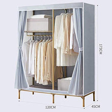 JHDDP3. Armadio in Tessuto Lampada Grigio Grigio Grigio Portatile Easy Double Hanging Asta Closet Superficie Oversize Installazione Rapida Tutta la Struttura in Acciaio Semplice Cabinet