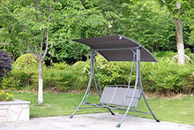 Angel Living Dondolo da Giardino con Tettuccio Parasole Inclinabile 3 posti Patio Comfort Hammock Tessuto grigio Teslin 193X132X173CM