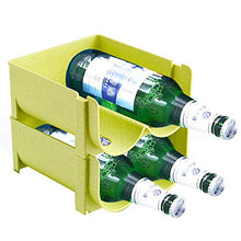 Set da 2 Portabottiglie per Frigorifero,Portabottiglie Impilabile Vino in Plastica,Organizer Frigorifero per Ripiani, Piani di Lavoro e Dispensa