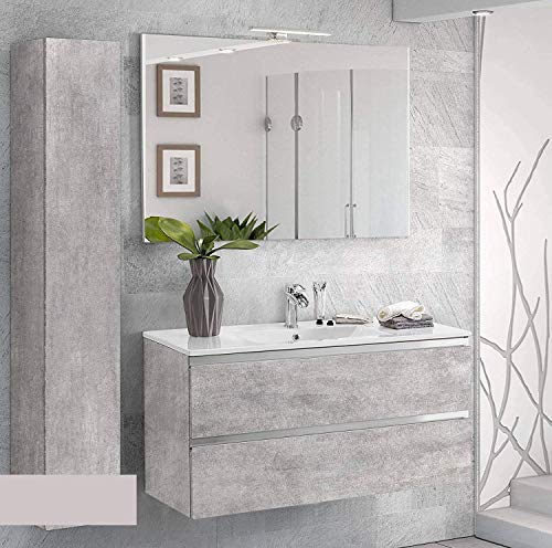 Dafne Italian Design Mobile da bagno con lavabo e colonna sospesa - Componibile bagno cm. 100 x 46 x 51h Colonna sospesa cm. 25 x 26 x 160h - . (STMB)
