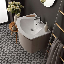 Kiamami Valentina Mobile Bagno SOSPESO Linea Curva CM 62 Cappuccino Lucido Specchio Tondo | Riva