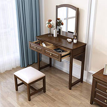 2 Cassetti,Vanity Toeletta Da Trucco Per Camera Da Letto,Antico Specchiera Tavolo Cosmetici Con Specchio,Gambe In Legno Solido,Tavolo Da Trucco Per Le Donne,Sgabello Imbottito-Legno 100x40x145cm(39x16