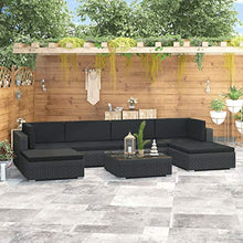 Tidyard 7 pz Set Divani da Giardino con Cuscini in Polyrattan,Set Divani Angolari da Giardino in Rattan,Set Divani Modulari da Giardino per Esterno in Rattan,Salotto da Giardino