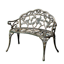 GaoF Panchina da Giardino con Patio da 39 Pollici Panca Doppia con Rosa in Metallo per Esterni, Sedia con Schienale per terrazza sul Parco, Sedile da Esterno in Alluminio pressofuso con Rivestimento