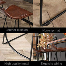 LLT Pratico sgabello (Set di 3) Alta Sgabelli metallo Sgabello Brown Cuscini seduta in pelle | Pub Pianale da cucina pranzo Sgabelli Sedie | Home Cafe colazione Sgabello con schienale e poggiapiedi,6