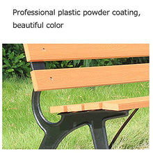 Panca per il tempo libero in alluminio pressofuso per terrazza con decorazione da esterno, sedile da giardino anticorrosivo in legno massello con schienale, panchina da giardino per esterni