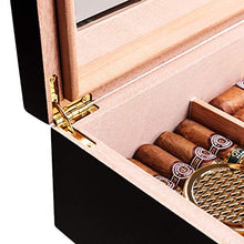 Cigar Box, Cigar Humidor Legno di Cedro Cigar Box Trasparente Tetto apribile Humidor Cigar Box Nero può Tenere 35 Alta qualità (Size : 29.5x24.7x11.2cm)