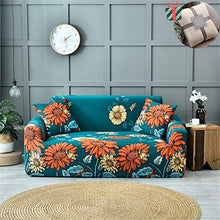 Meiju Copridivano Elasticizzato 1/2/3/4 Posti, Elastico all-Inclusive Copertura Panno Antiscivolo Divano Protector Ideale per Poltrone Stampa di Fiori (3 posti 195-230 cm,Girasole)