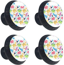 Dinosauri Cartoon Colorati Pomelli per Porta Set di 4 Pomelli per Mobili Manopole per Cassetti Cucina Armadio Vetro
