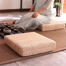 LTINN Cuscino Tatami Quadrato, Cuscino in Paglia Tatami in Paglia Fatto a Mano, per Meditazione Yoga Ambiente per Soggiorno Balcone Festa in Giardino Facile da trasportare