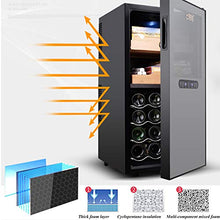 FJNS Umidificatore sigari elettronico (200 sigari / 16 Bottiglie di Vino Rosso),Tocco Digitale e Isolamento e Funzione idratante - Doppio Vetro temperato Anti-UV - mensole in Cedro Spagnolo