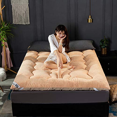 YXXCD Reversibile Thick Materasso Letto Futon, Lambswool Tatami Materasso Morbido Pieghevole Materasso Terra Giapponese Tappetino Camera da Letto Student Dormitorio-Giallo-a 150cm(59inch)
