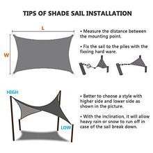 Tenda A Vela Parasole Rettangolare, HDPE Traspirante UV Block Protezione Esterna Trasferimenti su Tela di Canapa Ombra Sun per Giardino Patio Pergola Balcone Patio,Grigio,2X1.8m