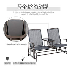 giordano shop Dondolo 2 Posti da Giardino 81x148x100 cm con Tavolino in Ferro e Textilene Marrone