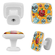 Set di 4 maniglie rotonde per armadio da cucina, credenza, cassettiera, cassettiera, con viti, per cucina, comò, armadietto, bagno, guardaroba, testa di teschio, fiori di rosa