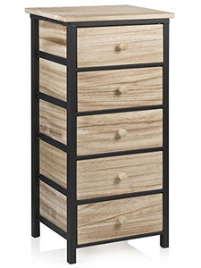 MONTEMAGGI Mobiletto Struttura in Metallo 5 Cassetti in Legno 36X28X74.5 cm Variante Unica