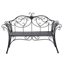 Outsunny Panca da Giardino Esterno Panchina Biposto da Giardino Esterno Metallo 131 × 51 × 90cm Nero